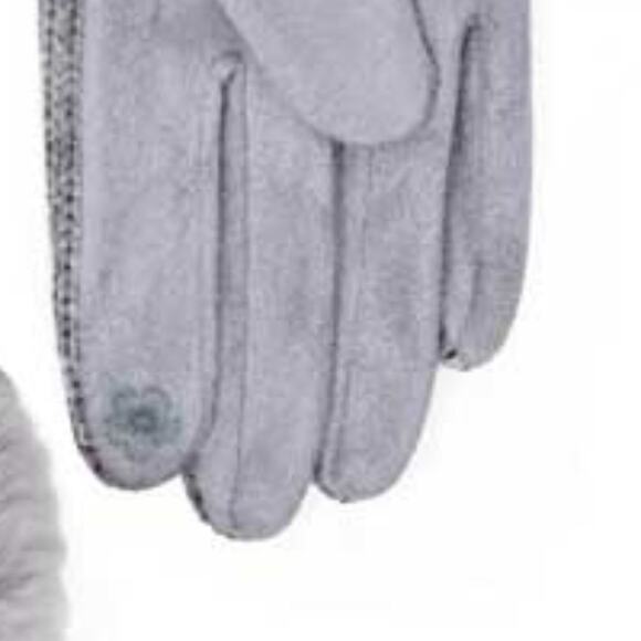 Women's Winter Gloves Faux Fur Chenille Gray Smart Gloves Finger Text - Picture 5 of 6